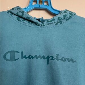 Champion Teal Women's hoodie Sz M.PTP is 22”, Lenght is 22.5”.